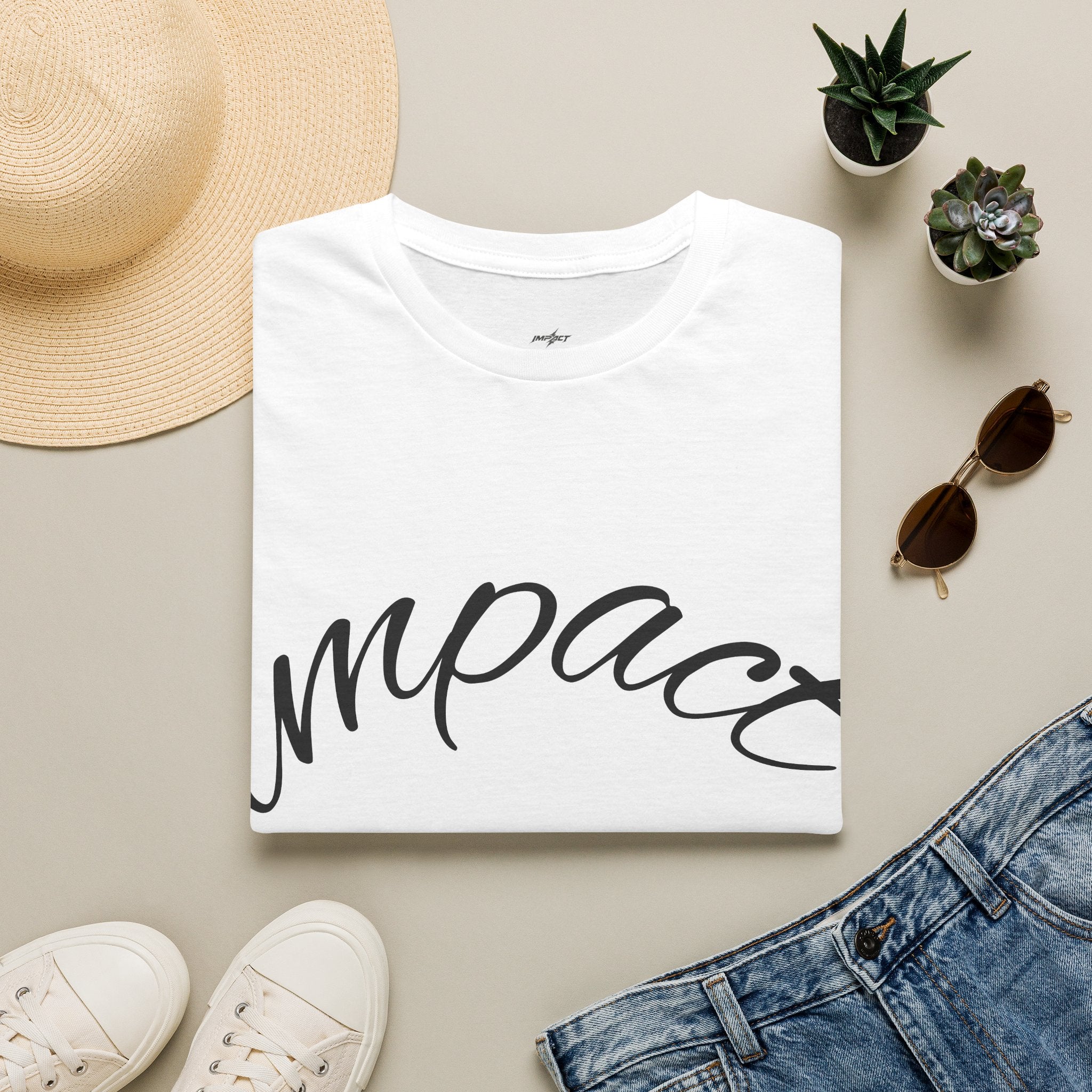 Impact Women Script T-Shirt — Minimalist Inspirational Tee