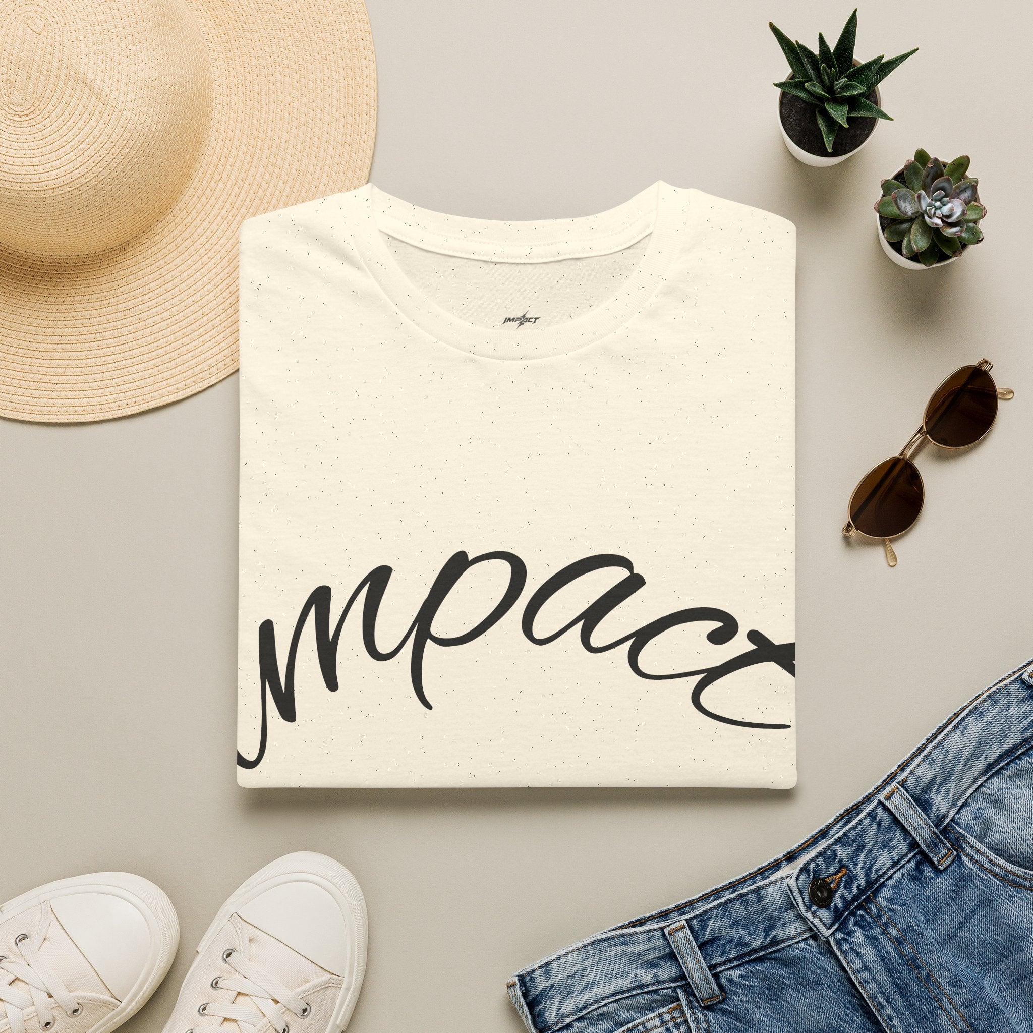 Impact Women Script T-Shirt — Minimalist Inspirational Tee