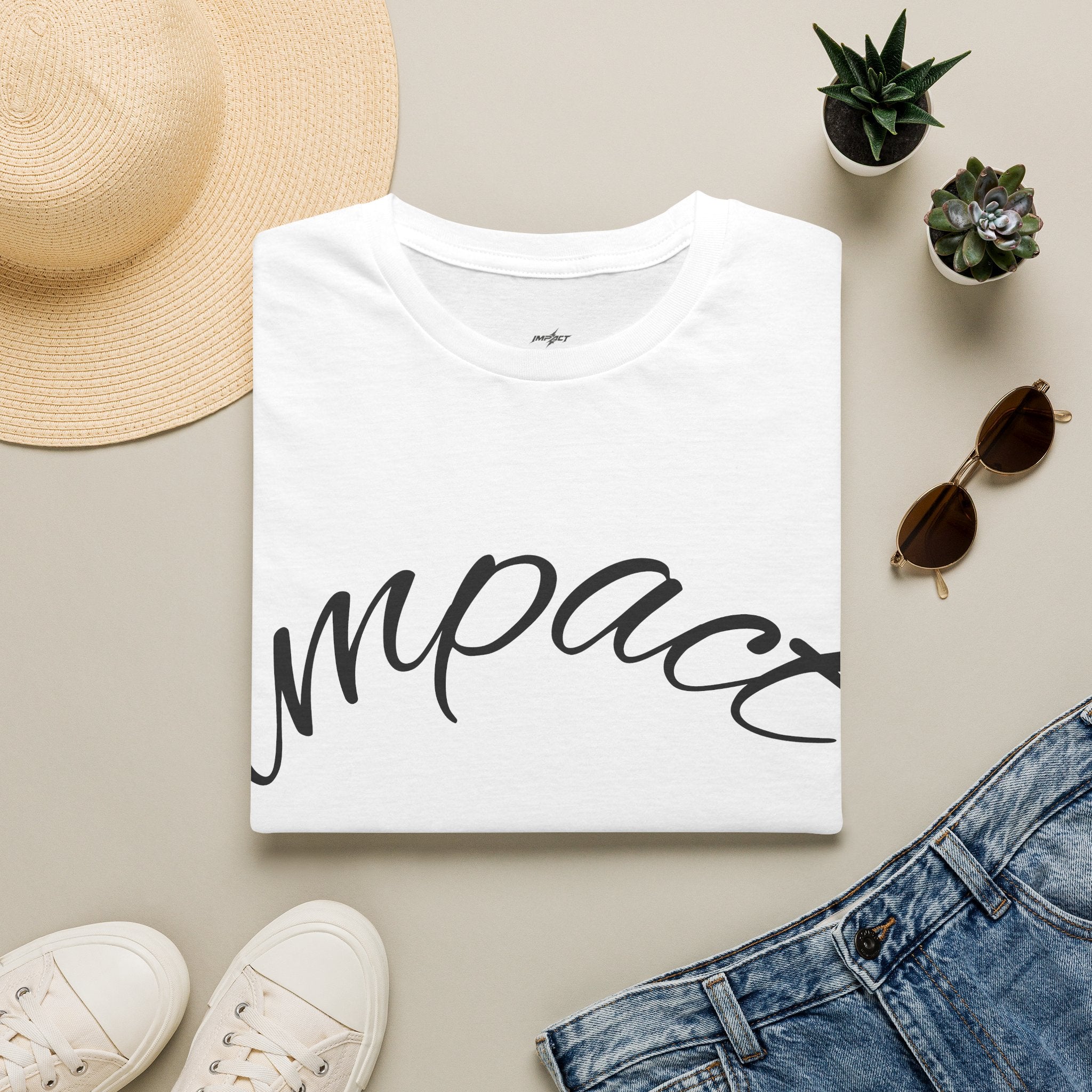 Impact Men's Script T-Shirt — Casual Inspirational Tee with 'Impact' Script Design