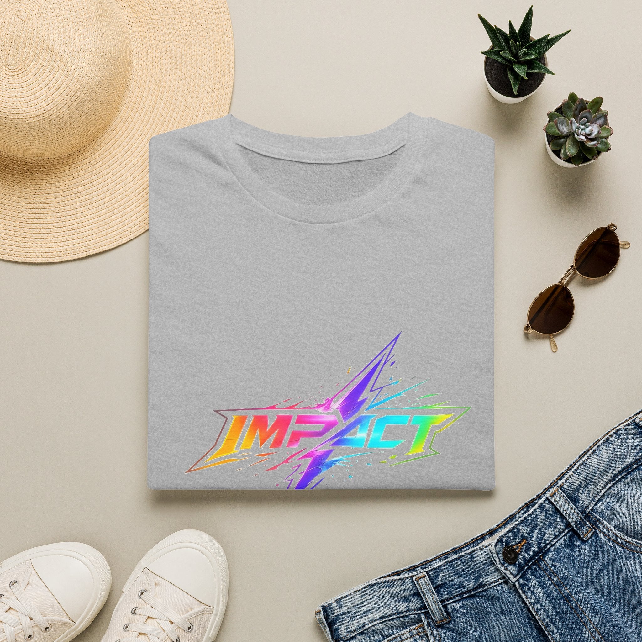 Impact Men's Lightning Logo T-Shirt — Rainbow Retro Graphic Tee
