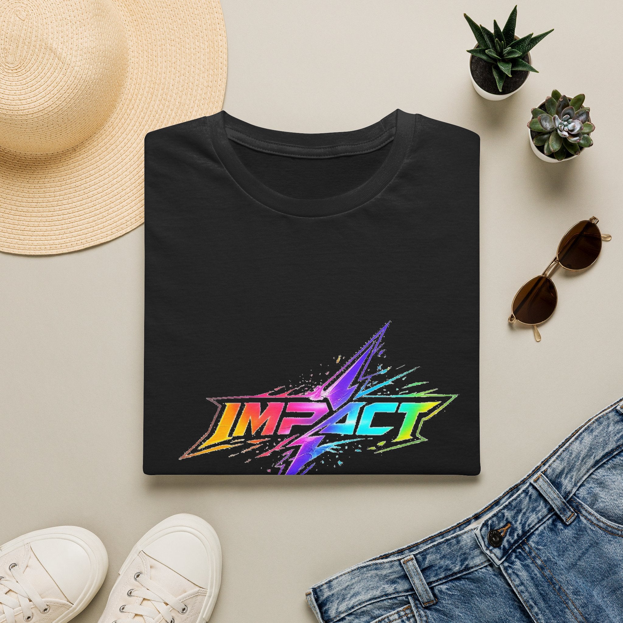 Impact Men's Lightning Logo T-Shirt — Rainbow Retro Graphic Tee
