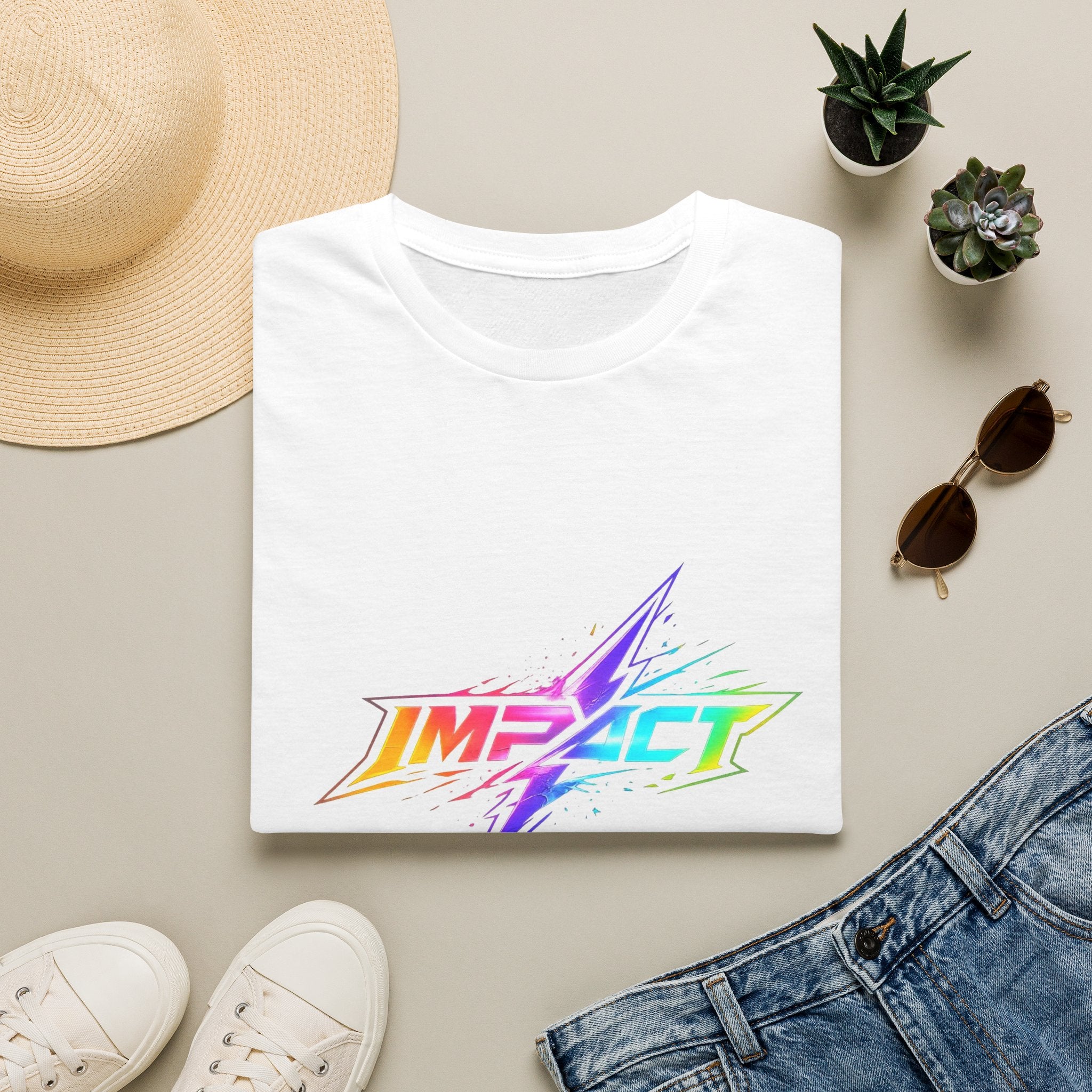 Impact Men's Lightning Logo T-Shirt — Rainbow Retro Graphic Tee