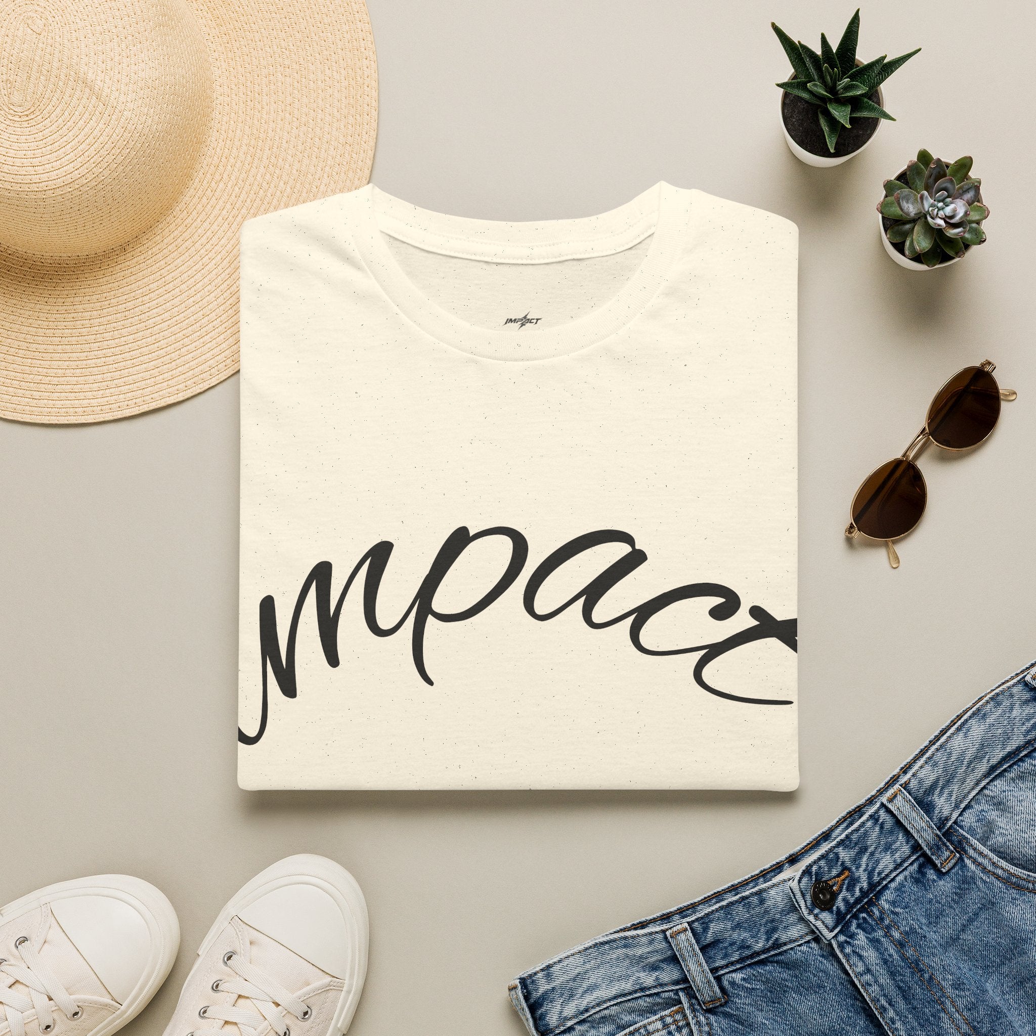 Impact Men's Script T-Shirt — Casual Inspirational Tee with 'Impact' Script Design