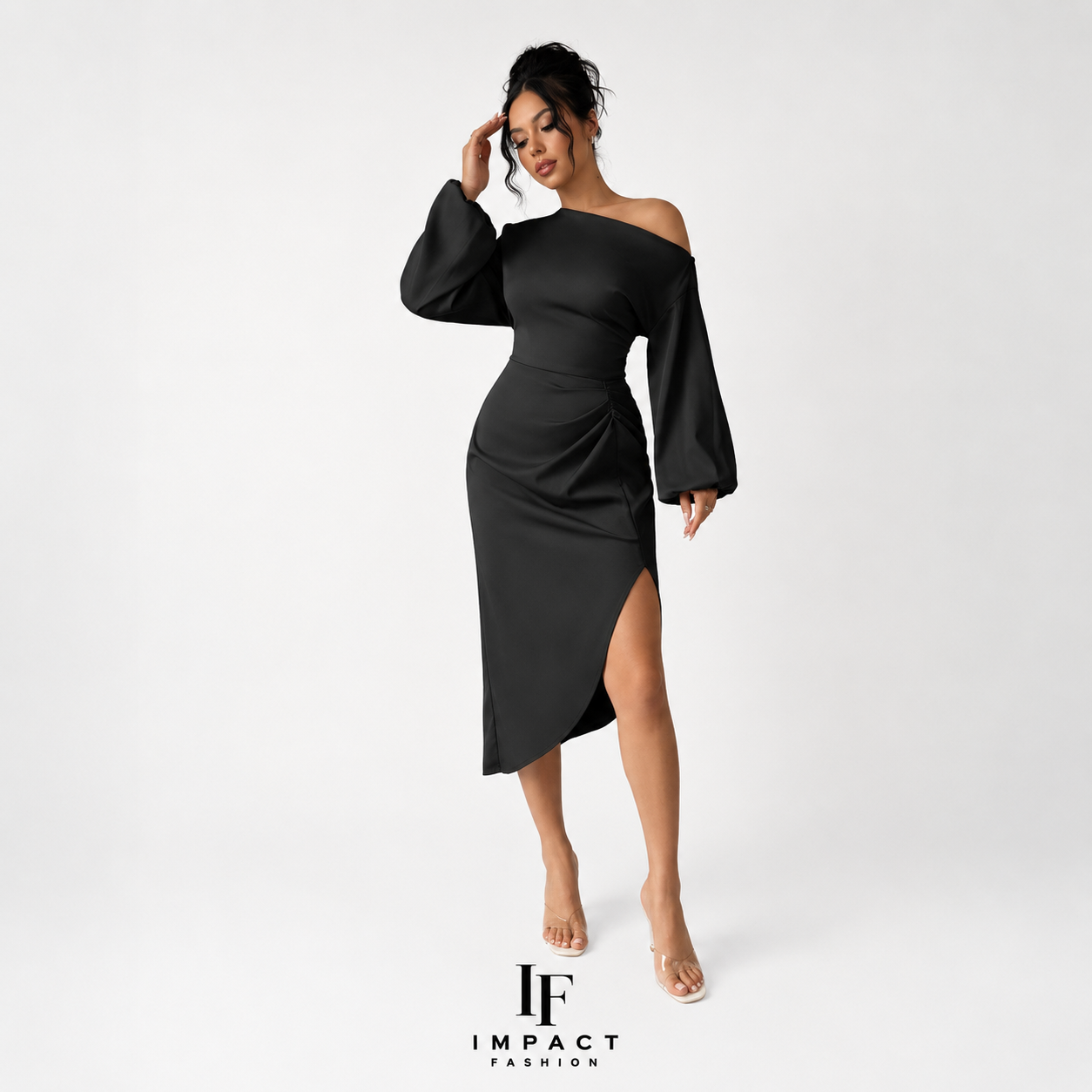 Black Allure Midi Dress