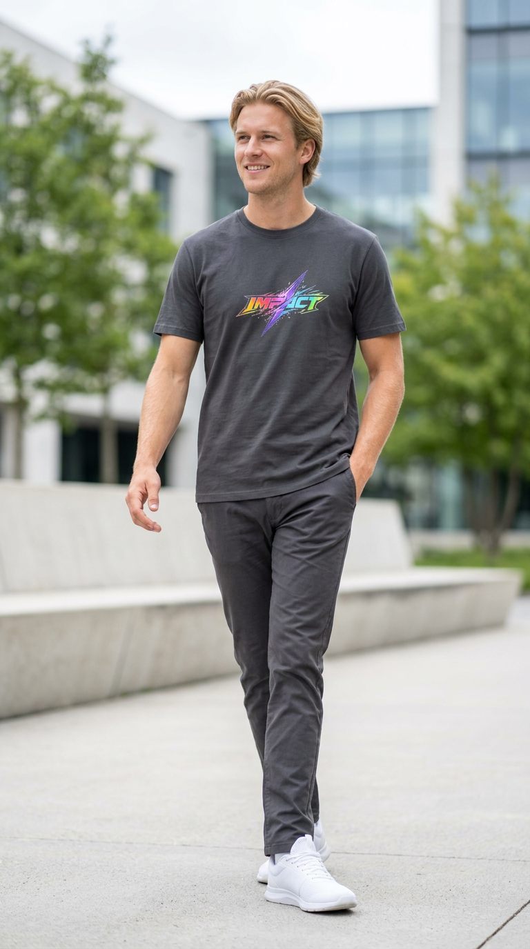 Impact Lightning Logo T-Shirt Rainbow Retro Graphic Tee