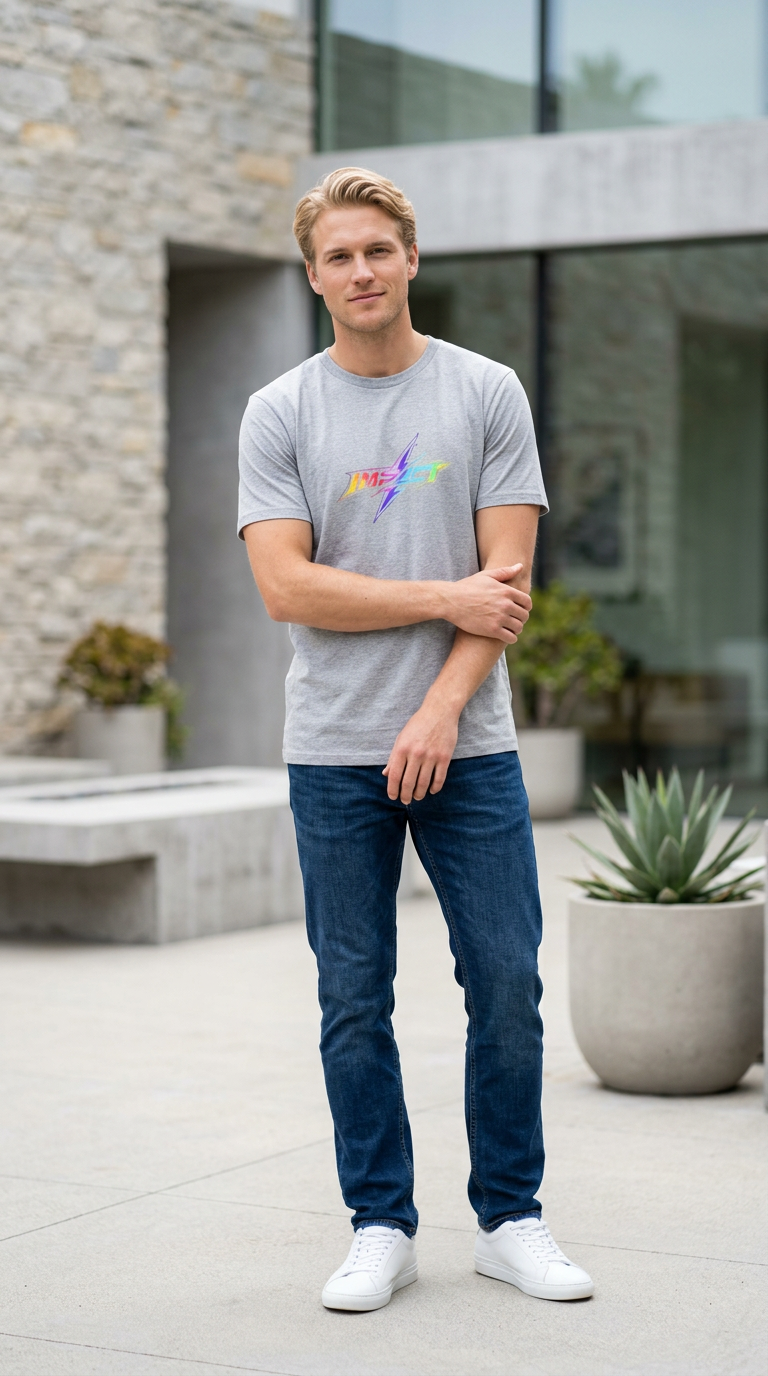 Impact Lightning Logo T-Shirt Rainbow Retro Graphic Tee