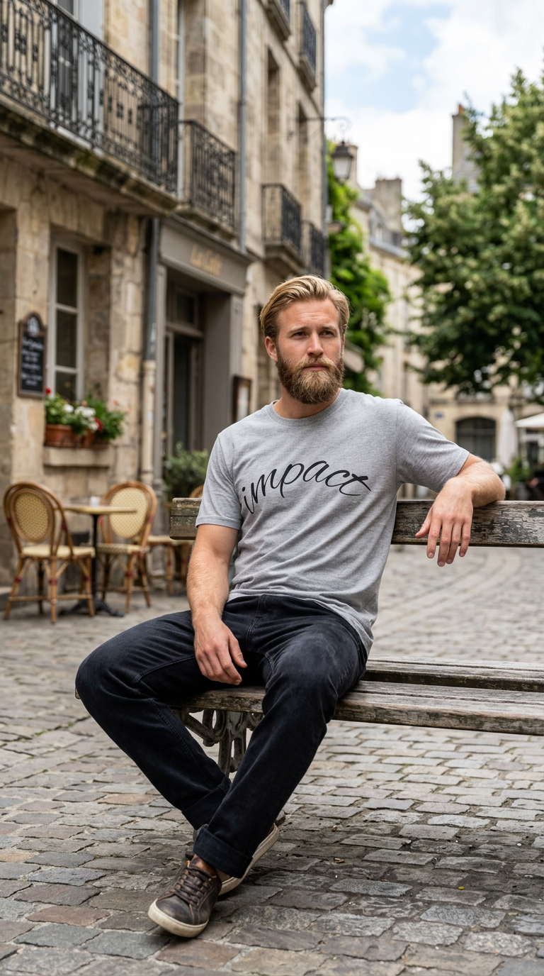 Impact Men's Script T-Shirt — Casual Inspirational Tee with 'Impact' Script Design