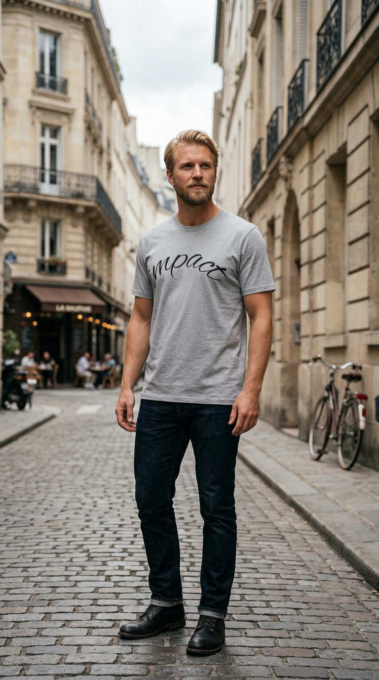 Impact Men's Script T-Shirt — Casual Inspirational Tee with 'Impact' Script Design