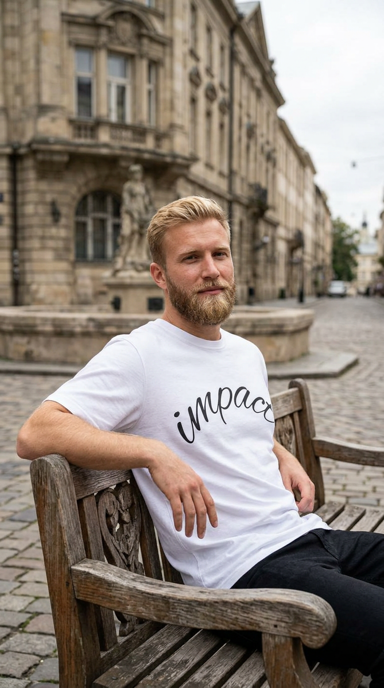 Impact Men's Script T-Shirt — Casual Inspirational Tee with 'Impact' Script Design