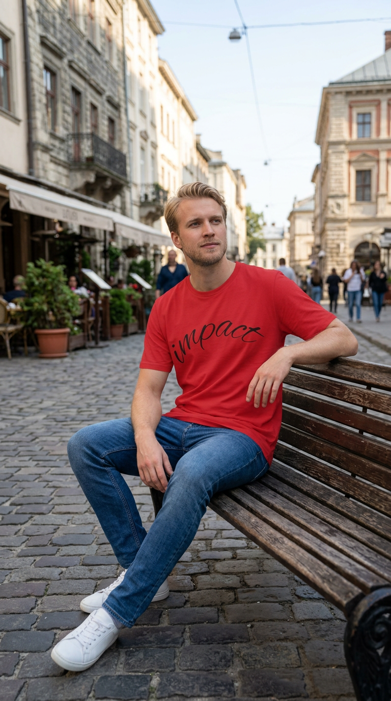 Impact Men's Script T-Shirt — Casual Inspirational Tee with 'Impact' Script Design