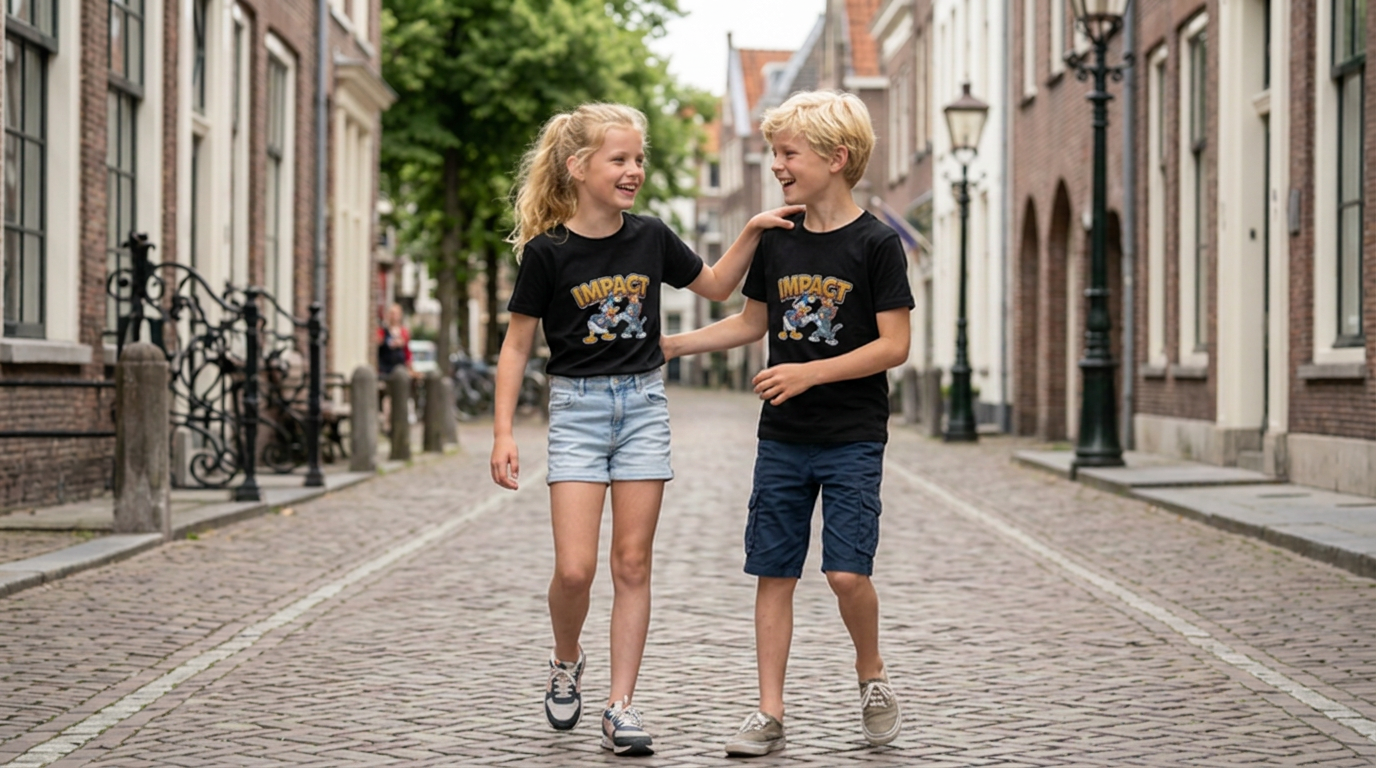 Kids Tee 'Impact' Cartoon Duck vs. Cat Graphic Shirt