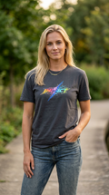 Impact  Lightning Logo T‑Shirt — Rainbow Retro Graphic Tee
