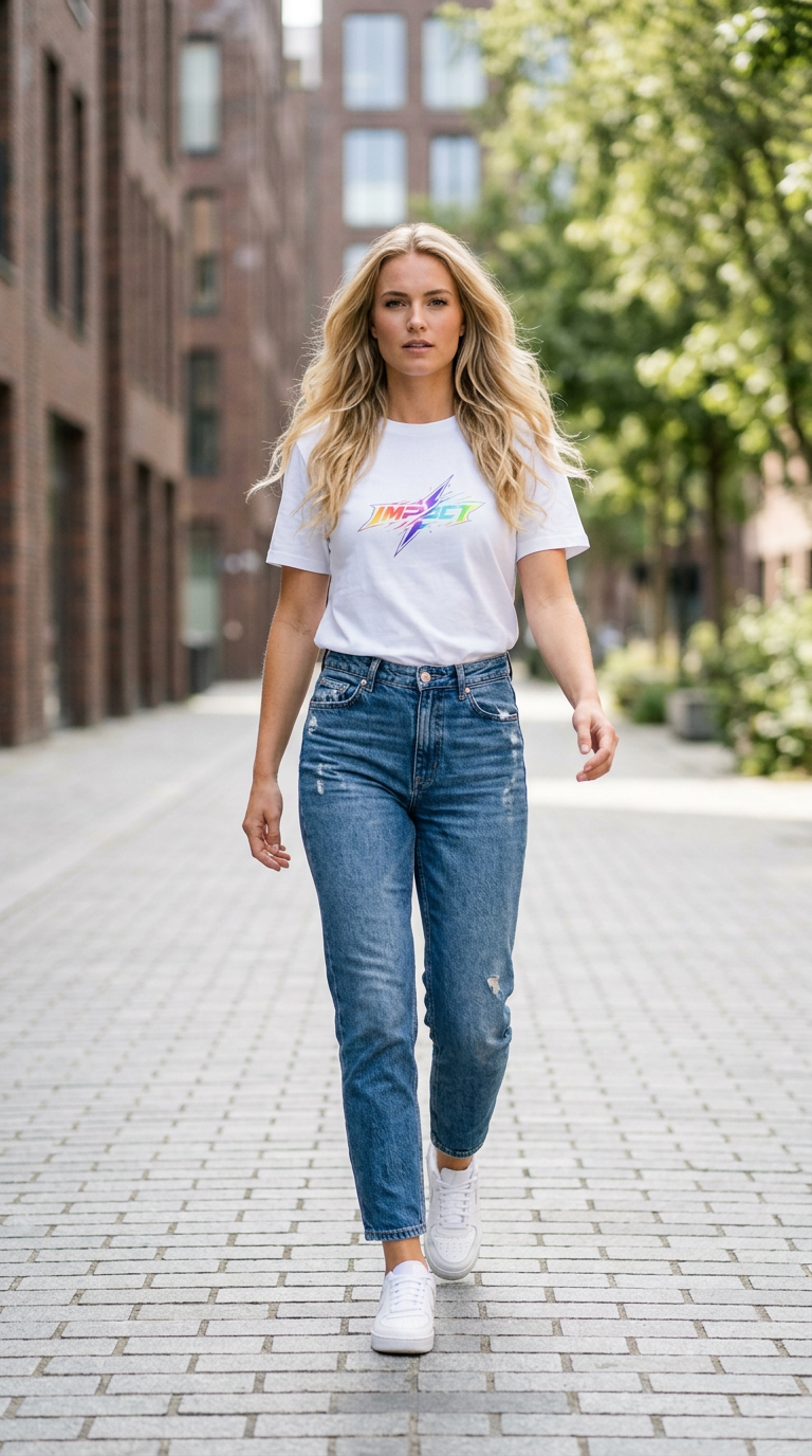 Impact  Lightning Logo T‑Shirt — Rainbow Retro Graphic Tee